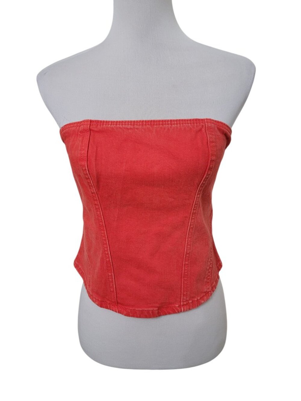 Universal Thread Size 4 Washed Red Denim Corset Tube Top